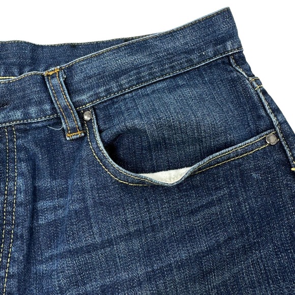 TRIUMPH MOTORCYCLE Jeans Blue Gusseted Double Knee Denim Flap Pockets 36X34 - Picture 9 of 16